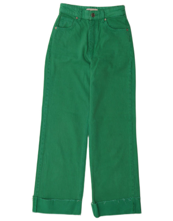 Jeans Zara da donna a gamba larga a vita alta EU 32 2XS W22 L29 Cotone verde