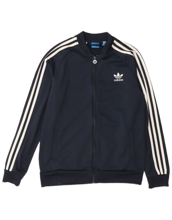 Giacca da tuta da ragazzo Adidas 15-16 anni in poliestere blu navy