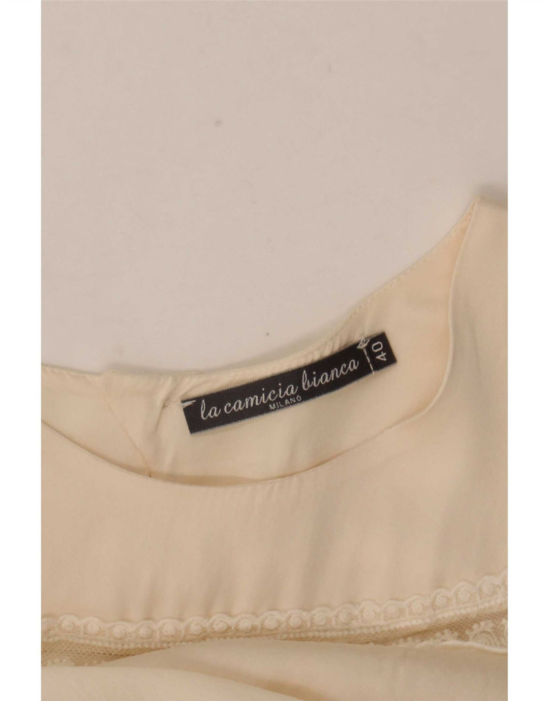 Top camicetta a maniche lunghe da donna vintage IT 40 piccolo bianco sporco