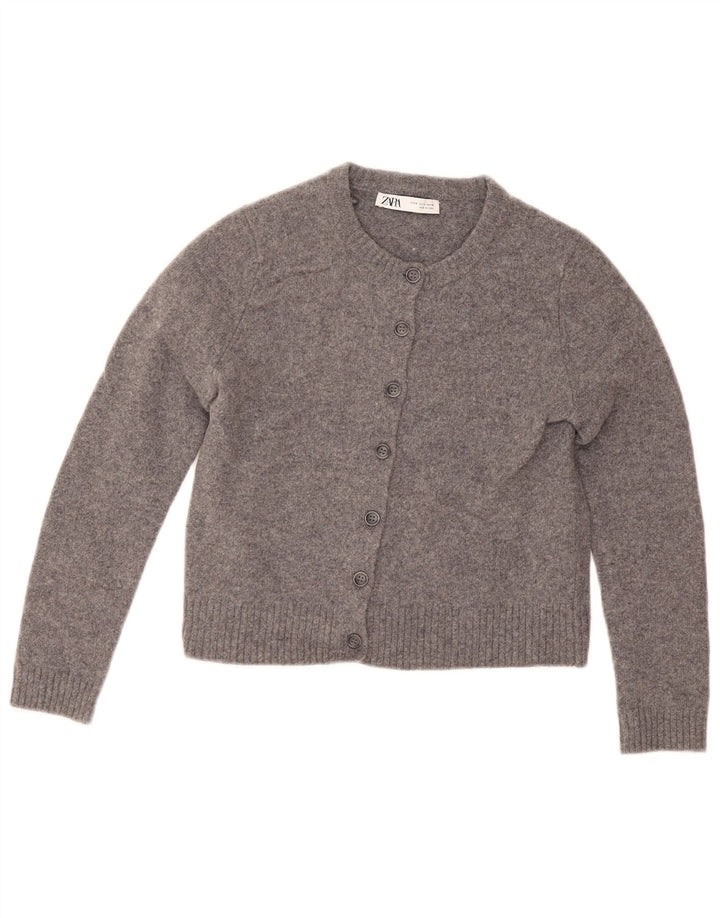 Maglione cardigan corto da donna Zara UK 12 Lana grigio medio