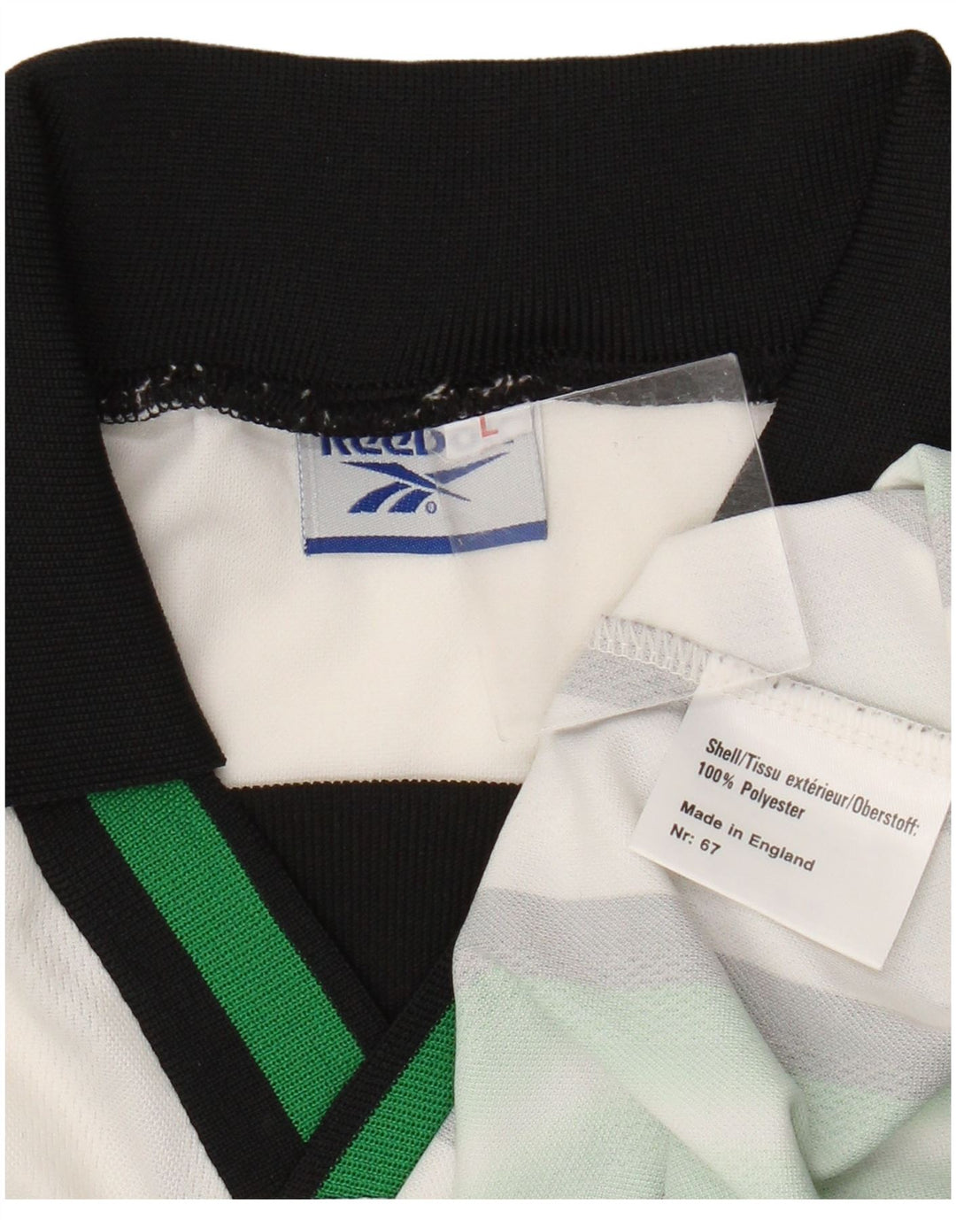 Polo grafica da uomo Reebok, poliestere a righe grandi verdi