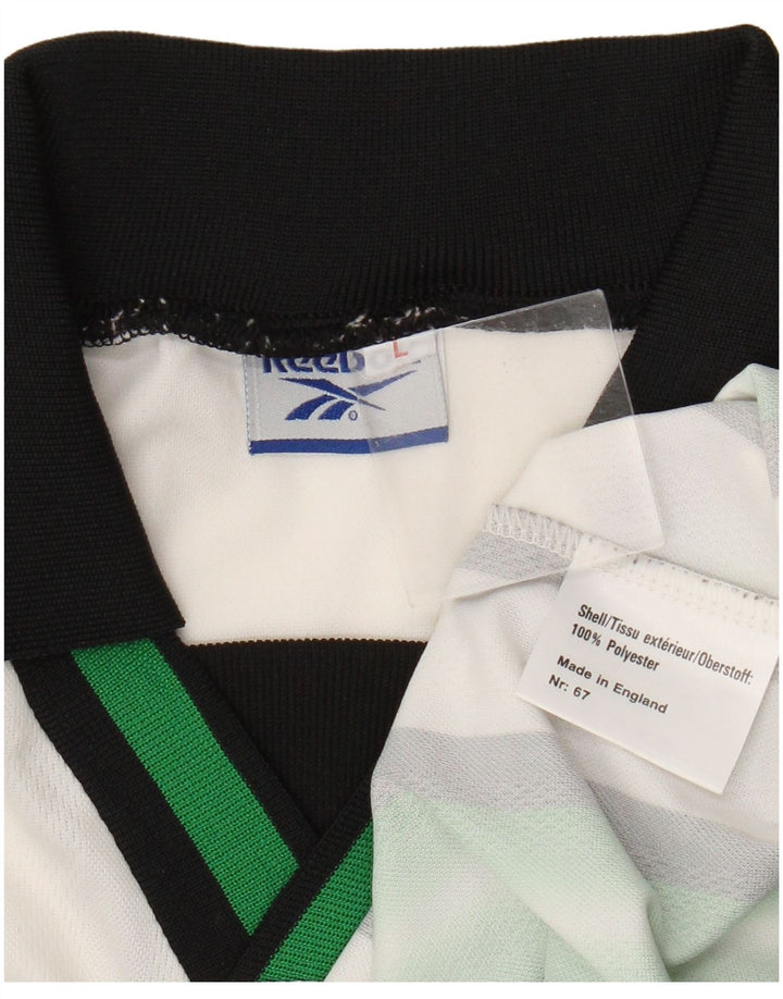 Polo grafica da uomo Reebok, poliestere a righe grandi verdi