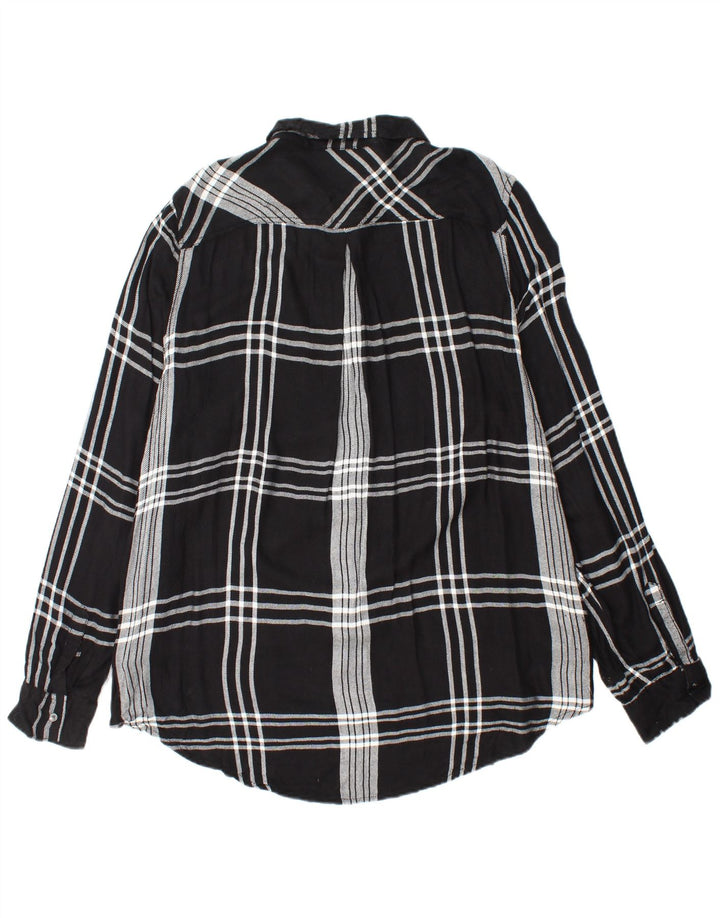 CALVIN KLEIN JEANS Camicia in flanella da donna UK 18 XL Rayon scozzese nero