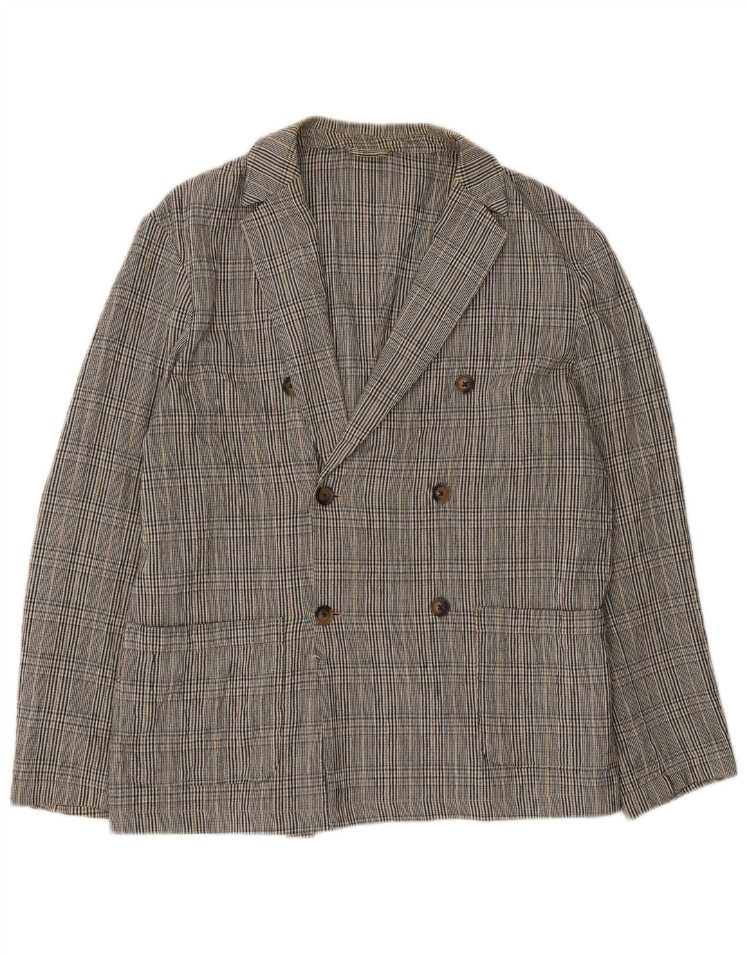 Giacca blazer doppiopetto da uomo Zara UK 40 grande plaid grigio
