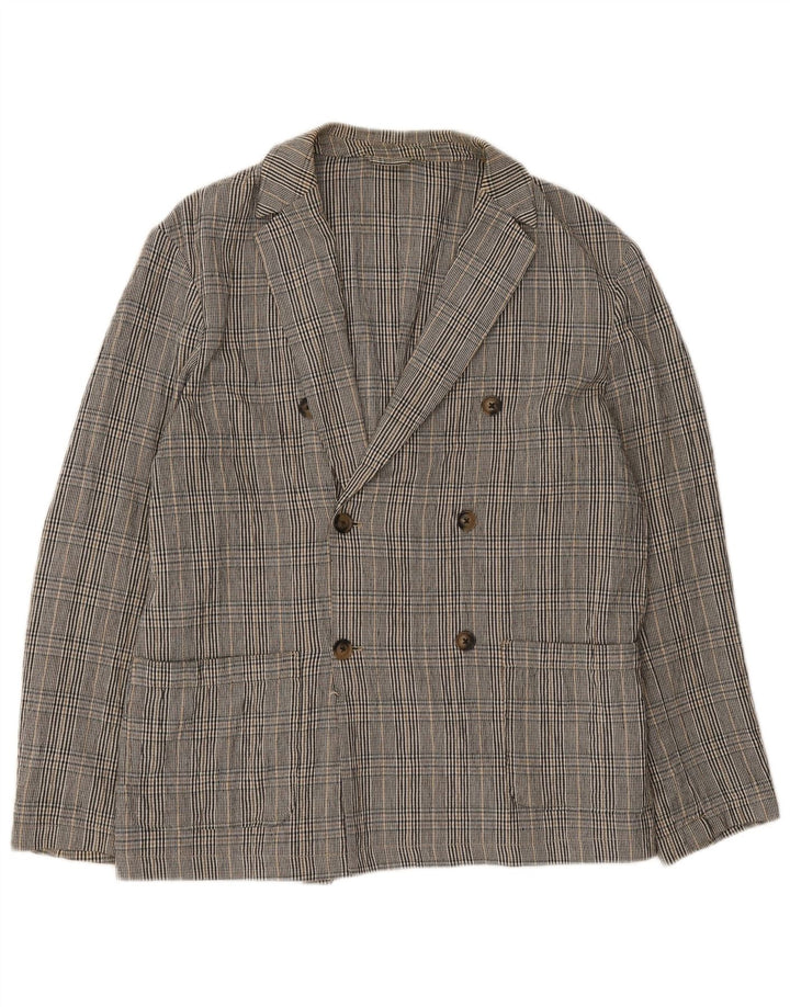 Giacca blazer doppiopetto da uomo Zara UK 40 grande plaid grigio