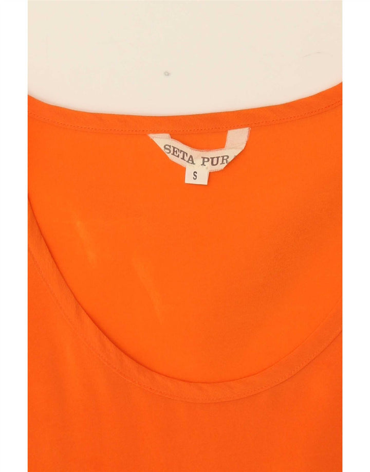 Canotta vintage da donna UK 10 piccola seta arancione