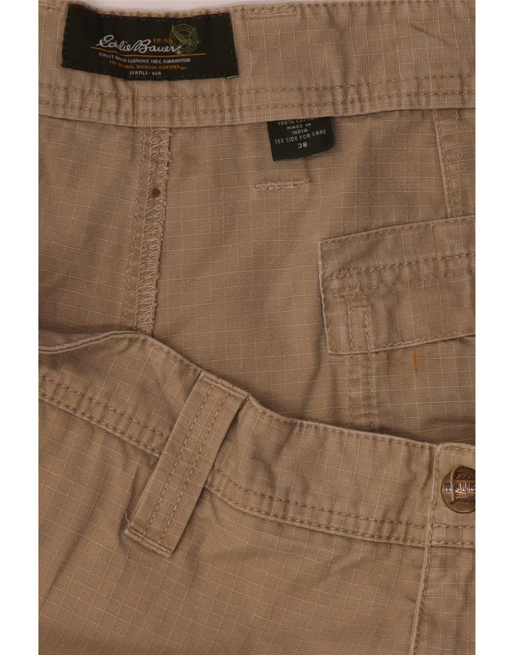 EDDIE BAUER Mens Cargo Shorts W38 XL  Beige Gingham Cotton Vintage Eddie Bauer and Second-Hand Eddie Bauer from Messina Hembry 