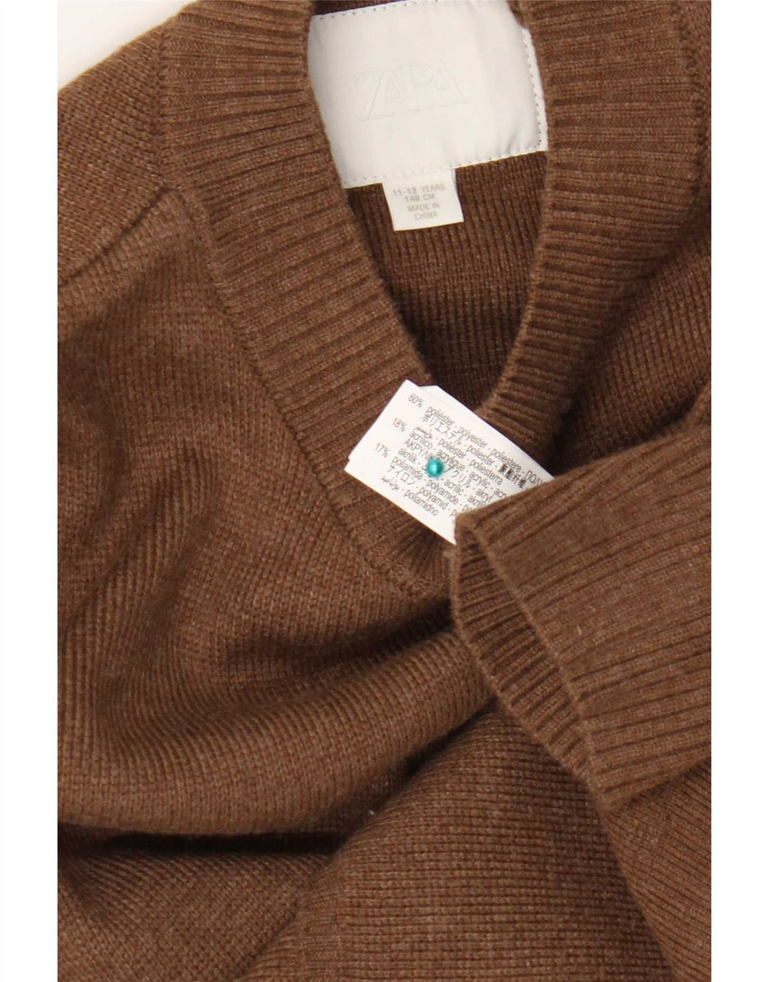 Maglione girocollo per ragazze Zara 11-12 anni in poliestere marrone