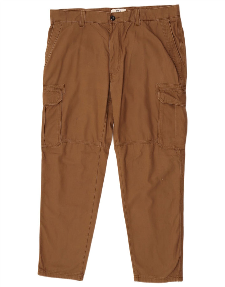 Pantaloni cargo slim fit da uomo Marks & Spencer W38 L29 cotone marrone