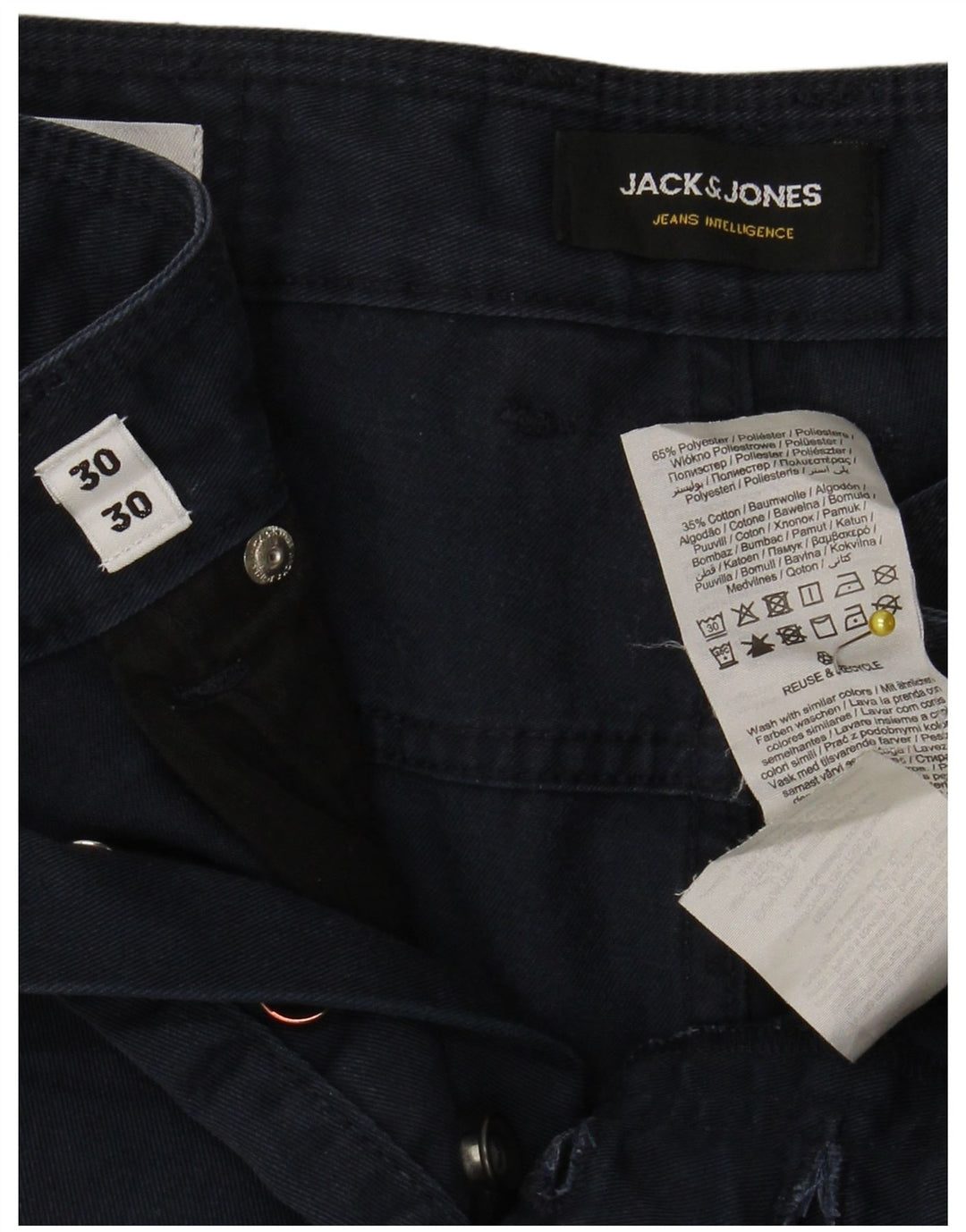 Pantaloni casual dritti da uomo Jack & Jones W30 L30 poliestere blu navy