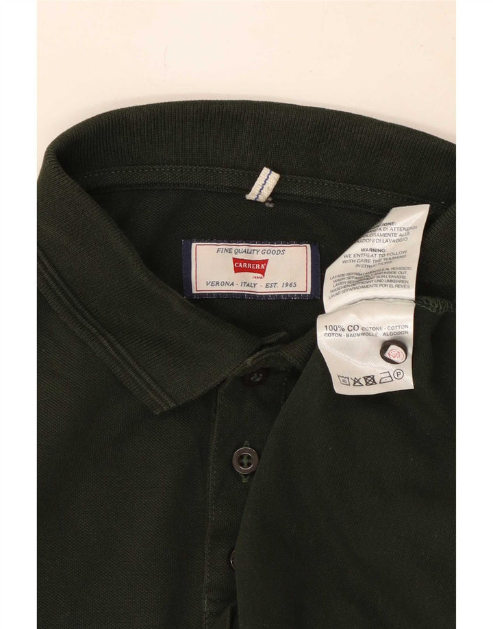 Polo Carrera da uomo a maniche lunghe vestibilità regolare in cotone verde medio