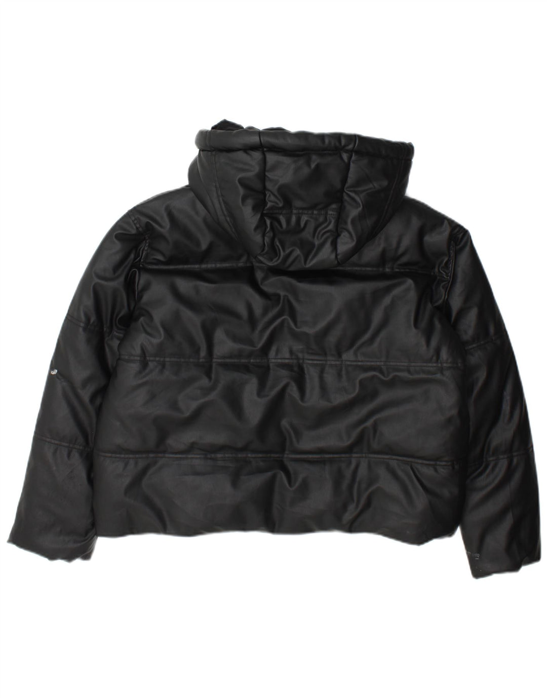 Giacca imbottita ampia con cappuccio da donna Zara UK 10 piccola poliestere nero