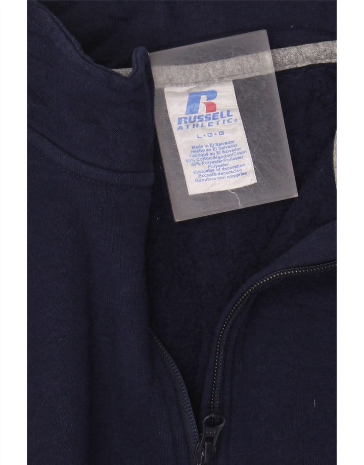 RUSSELL ATHLETIC Felpa da uomo con collo con zip, maglione grande, cotone blu navy