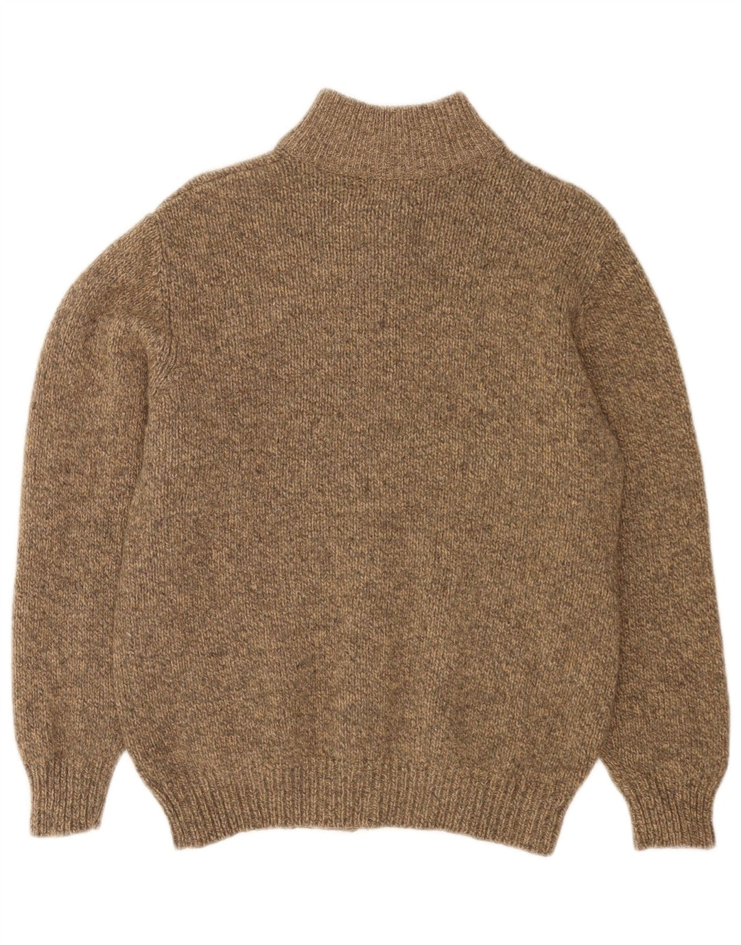 Maglione cardigan con zip intera da uomo L.L.Bean Lana d'agnello screziata beige medio