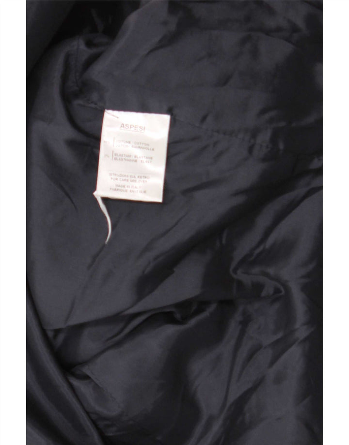 Giacca blazer da donna in velluto a coste a 2 bottoni Aspesi IT 48 XL cotone blu navy