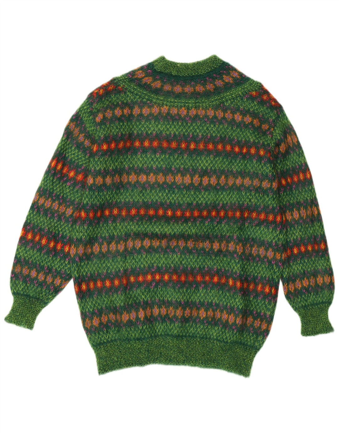 Maglione da donna a collo alto Benetton da donna UK 14 Verde medio Fair Isle