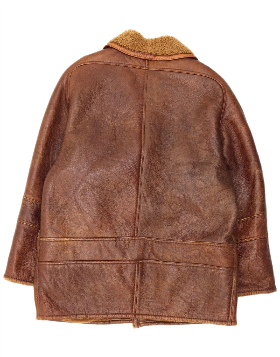 Giacca in shearling vintage da uomo IT 52 XL Shearling marrone
