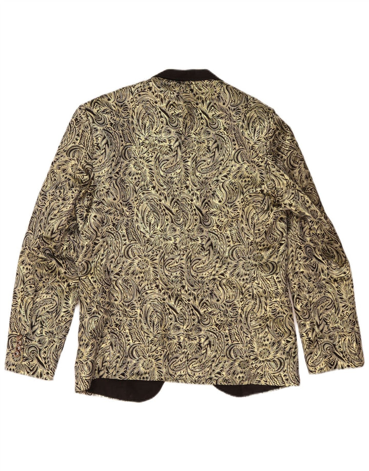 Giacca blazer vintage da uomo a 1 bottone UK 38 Paisley oro medio