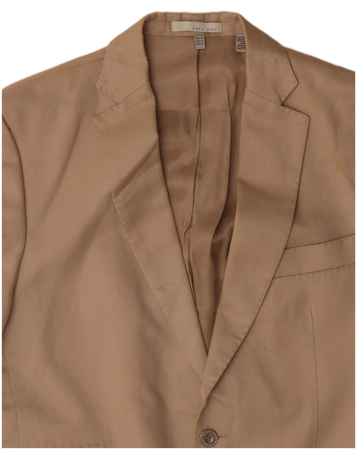 Giacca blazer da uomo a 2 bottoni Zara EU 50 in cotone beige medio