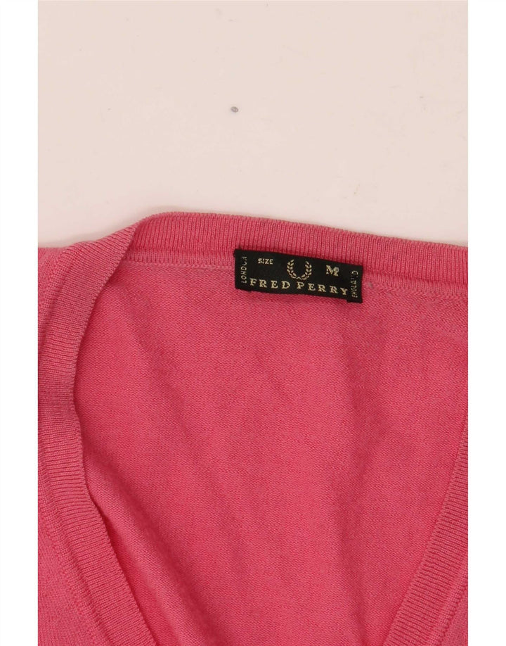 Maglione maglione con scollo a V da donna Fred Perry UK 12 Rosa medio