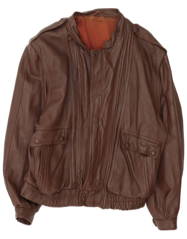 Giacca in pelle militare vintage da uomo UK 36 piccola marrone