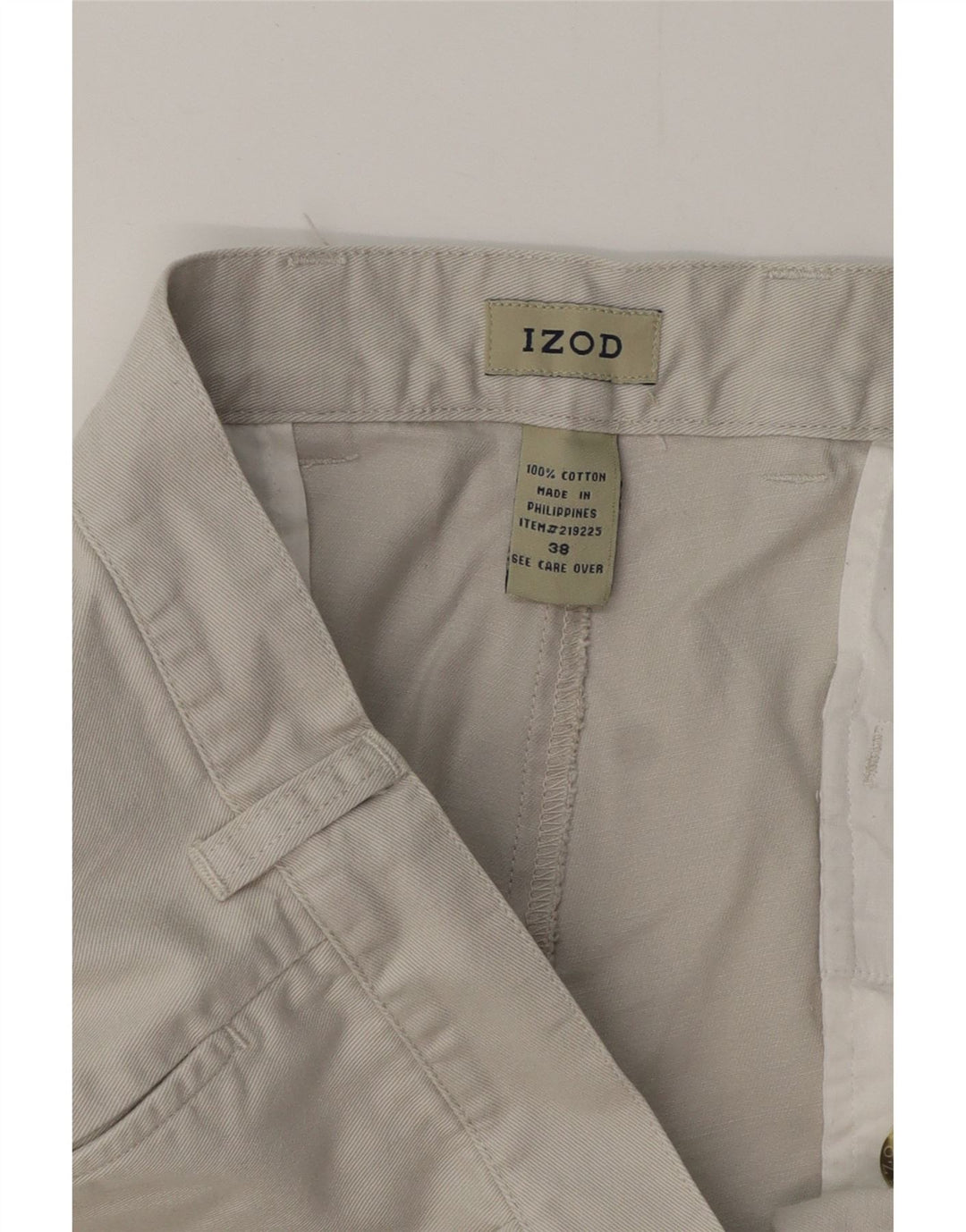 Pantaloncini chino con pegging da uomo Izod W38 XL in cotone grigio