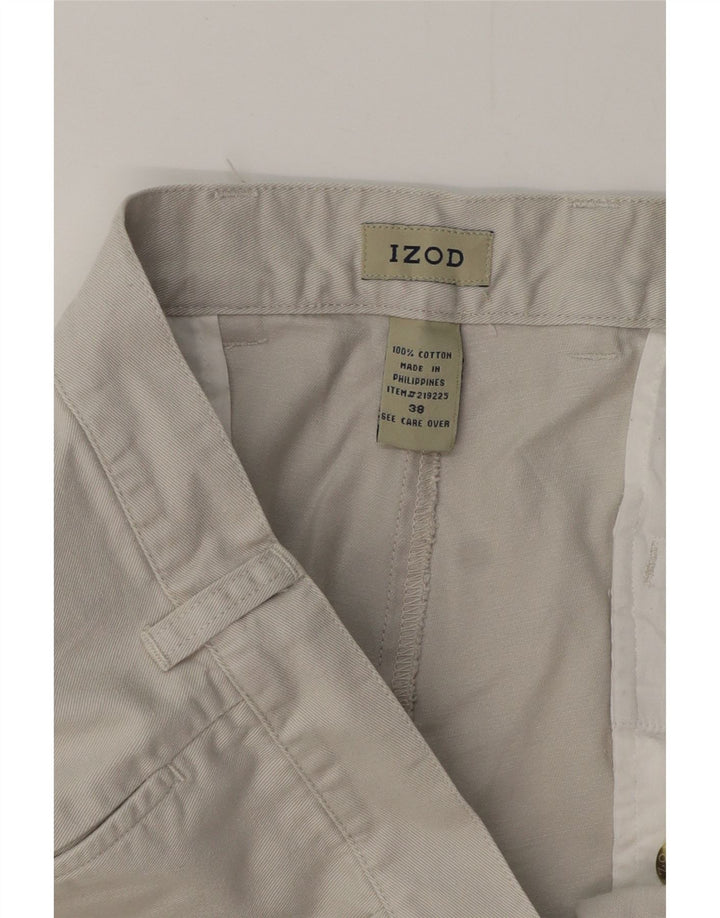 Pantaloncini chino con pegging da uomo Izod W38 XL in cotone grigio