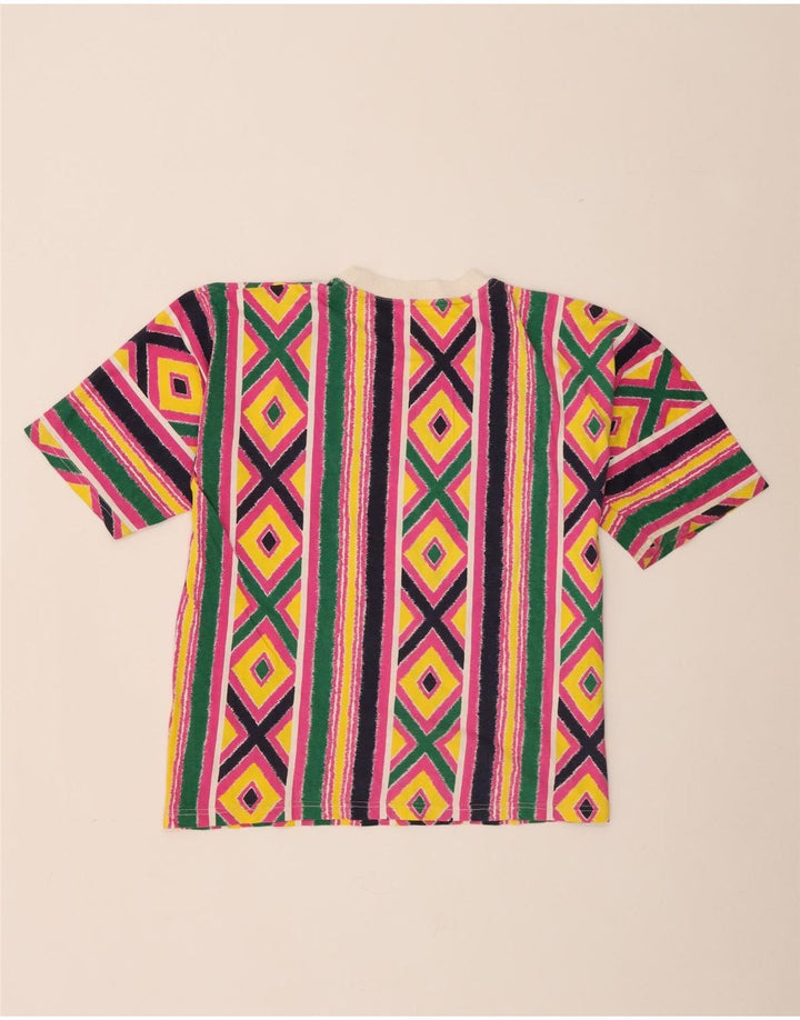 T-shirt vintage da donna Top UK 16 grande geometrica multicolore