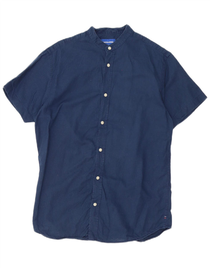 JACK & JONES Camicia a maniche corte da uomo Small in cotone blu navy