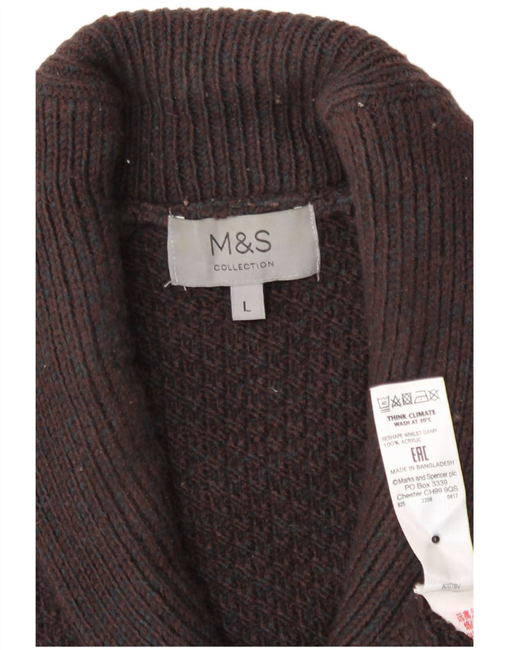 Maglione cardigan da uomo Marks & Spencer grande acrilico marrone