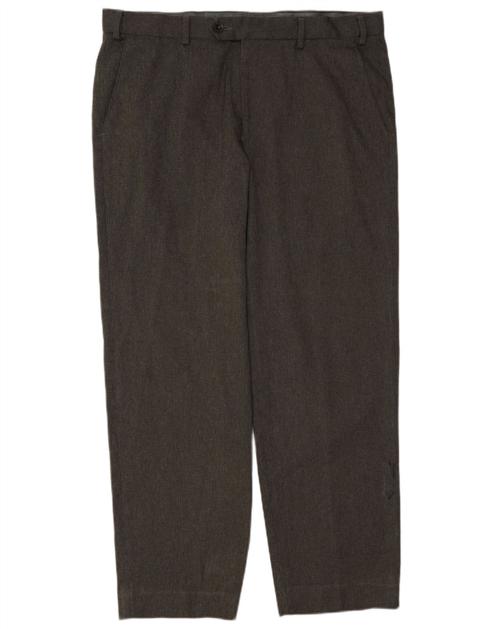 Pantaloni da abito regolari da uomo Marks & Spencer W36 L29 Poliestere a quadri grigi