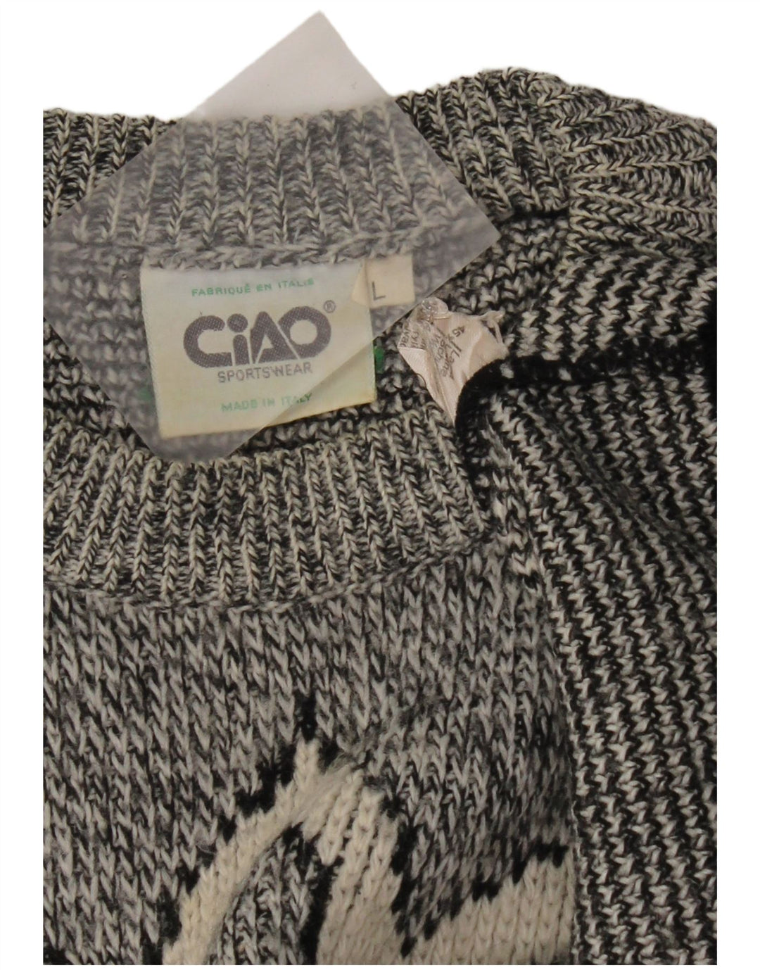 Maglione maglione girocollo oversize da donna Cido UK 16 Large Grey Fair Isle