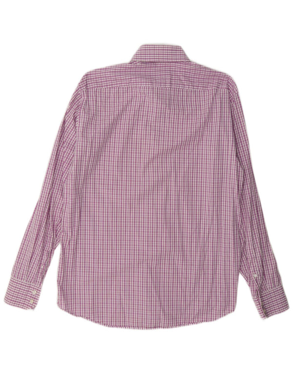 Camicia da uomo vestibilità regolare Hugo Boss taglia 41 16 grande cotone a quadri rosa