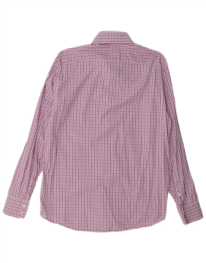 Camicia da uomo vestibilità regolare Hugo Boss taglia 41 16 grande cotone a quadri rosa