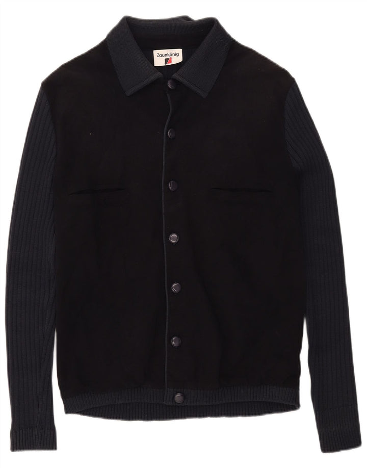 Maglione cardigan da uomo vintage color block medio blu navy