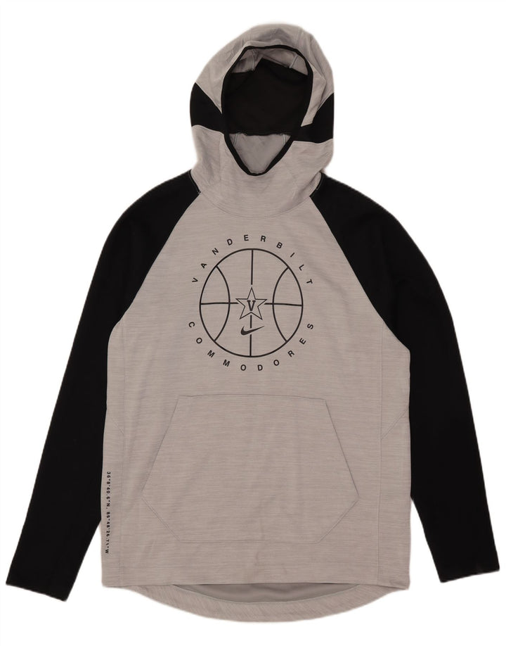 Felpa con cappuccio grafica Nike Dri Fit da donna UK 14 Poliestere grigio medio