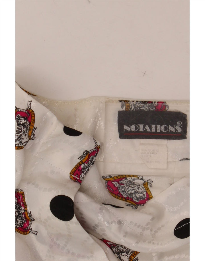 NOTAZIONI Camicia camicetta da donna con motivo astratto UK 16 Grande poliestere bianco