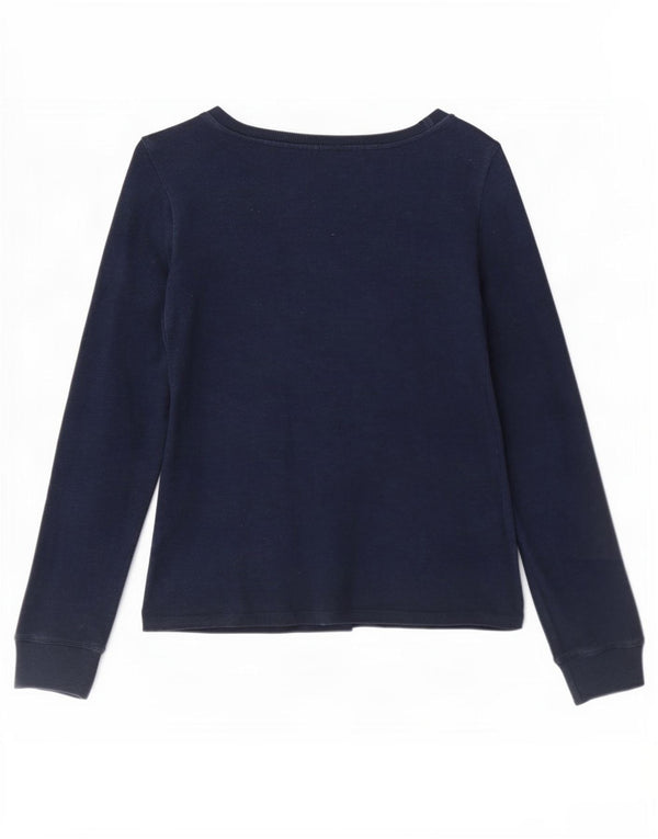 Marks & Spencer Top da donna a maniche lunghe UK 14 Medio Blu Navy Floreale