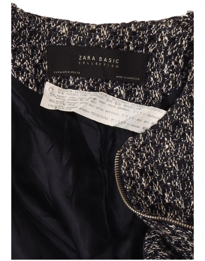 Giacca blazer con zip intera da donna Zara UK 12 Cotone grigio medio