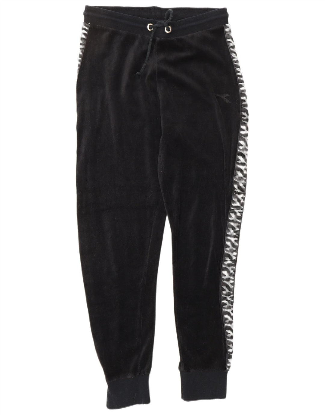 DIADORA Tuta intera oversize da donna in velluto UK 10 Small Nera