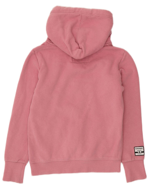 Maglione con cappuccio e zip grafica da donna SUPERDRY UK 10 piccolo cotone rosa