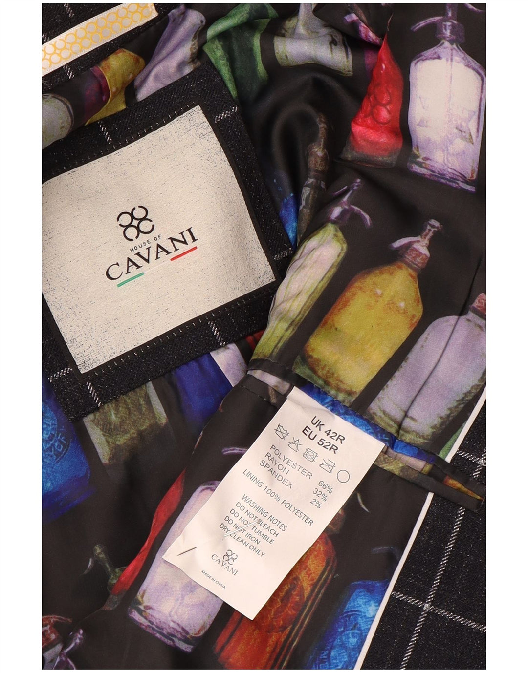 Cavani Giacca blazer da uomo a 2 bottoni UK 42 XL Poliestere a quadri blu navy