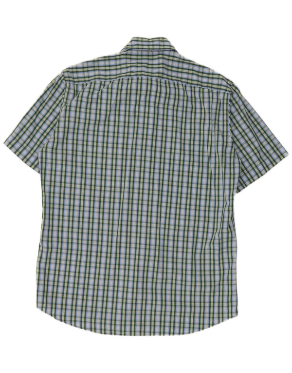 Camicia a maniche corte da uomo Hugo Boss in cotone a quadri blu medio