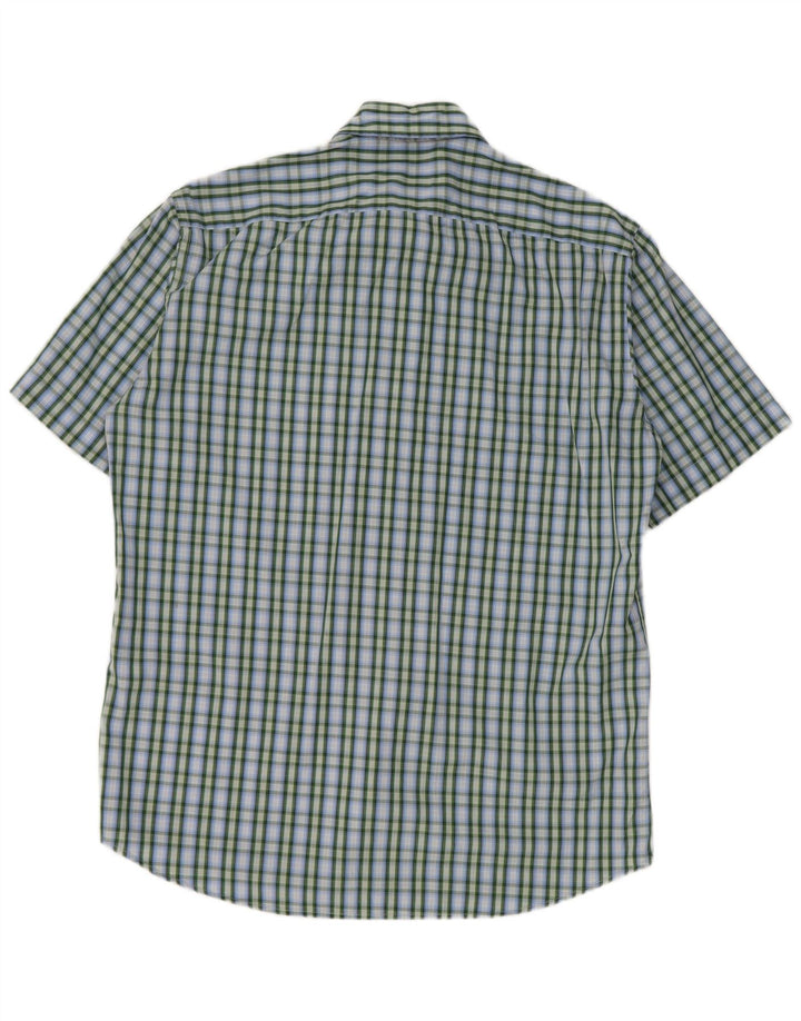 Camicia a maniche corte da uomo Hugo Boss in cotone a quadri blu medio