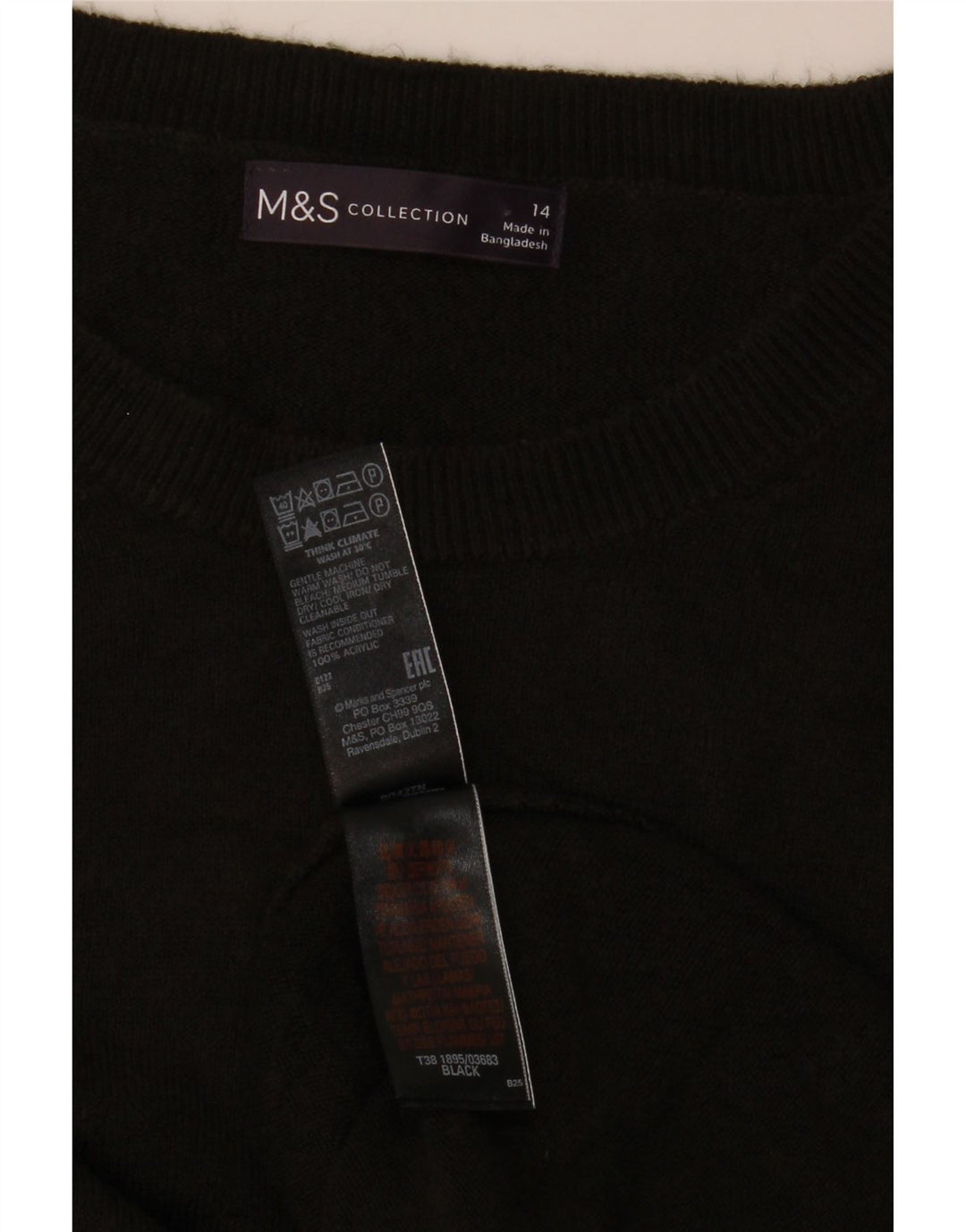Maglione maglione girocollo da donna Marks & Spencer UK 14 acrilico nero medio
