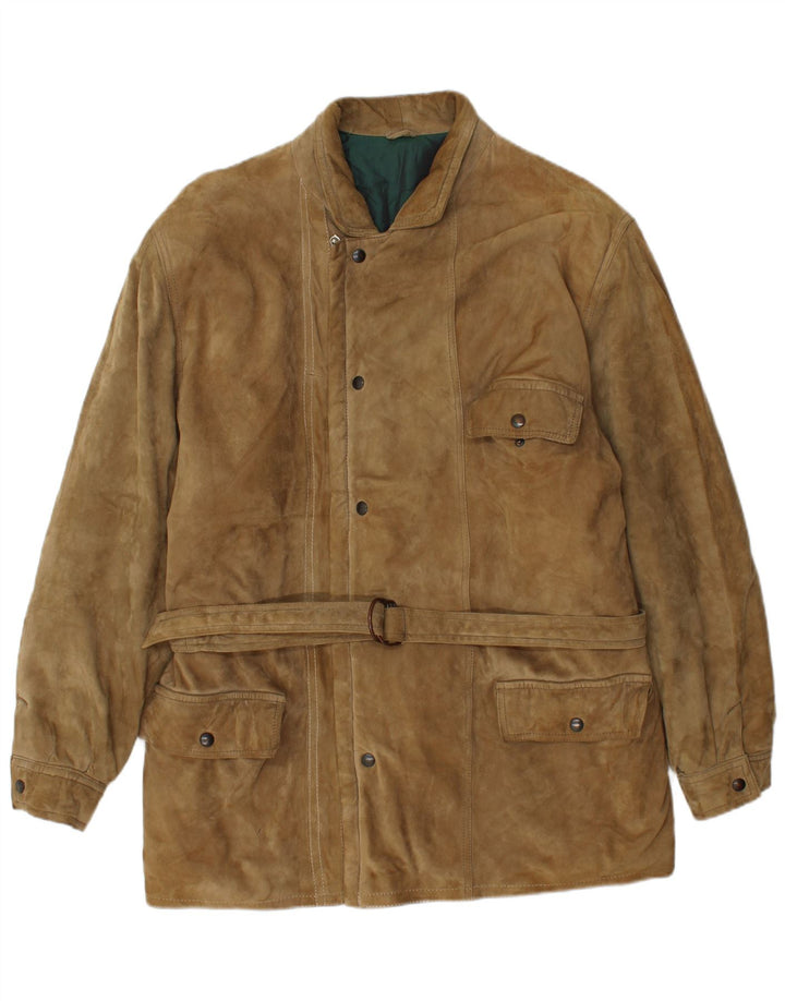 VINTAGE Mens Suede Jacket IT 50 Large Brown