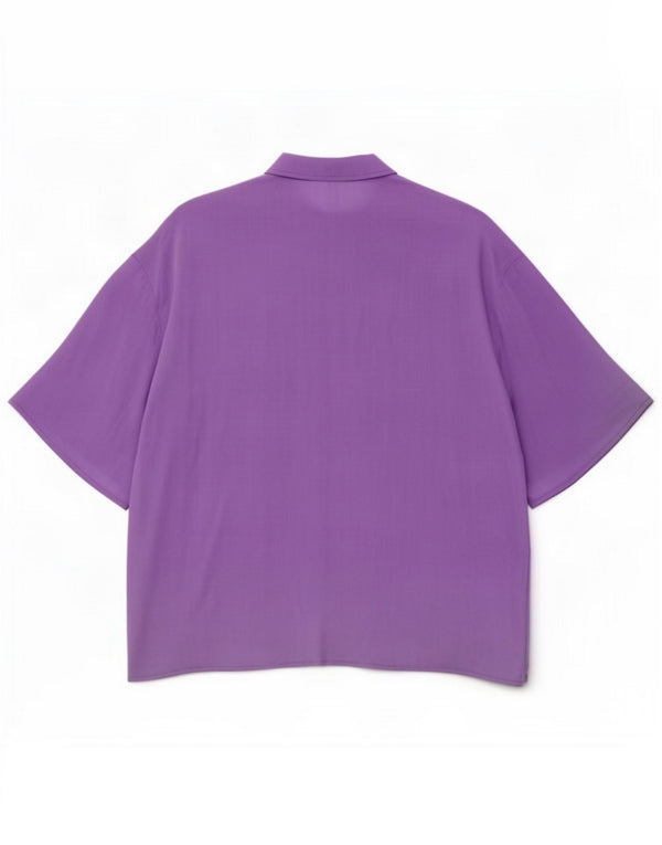 Enrico Coveri Womens Short Sleeve Oversized Shirt Blouse IT 46 Large Purple