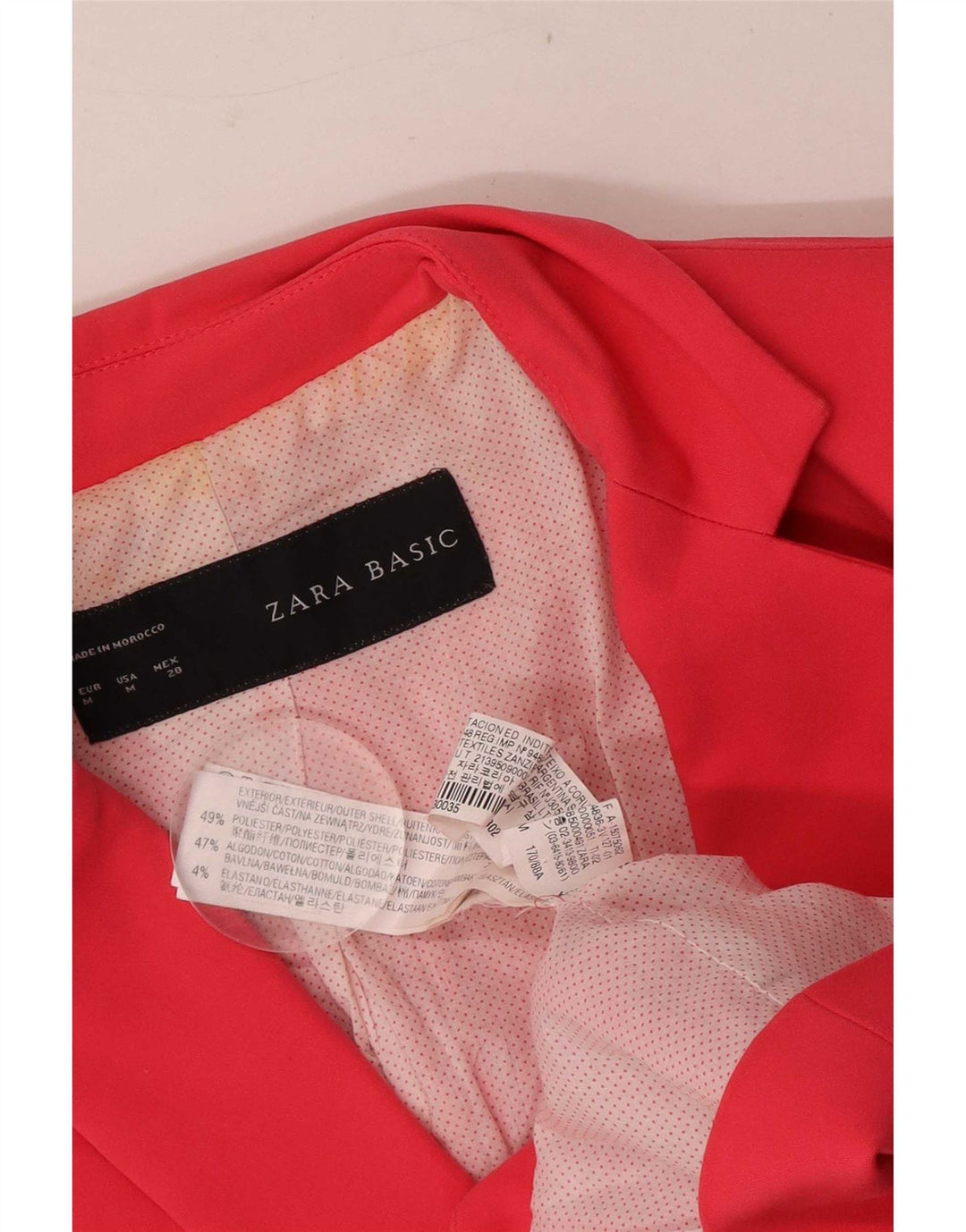 Giacca blazer a 1 bottone da donna Zara UK 12 poliestere rosa medio