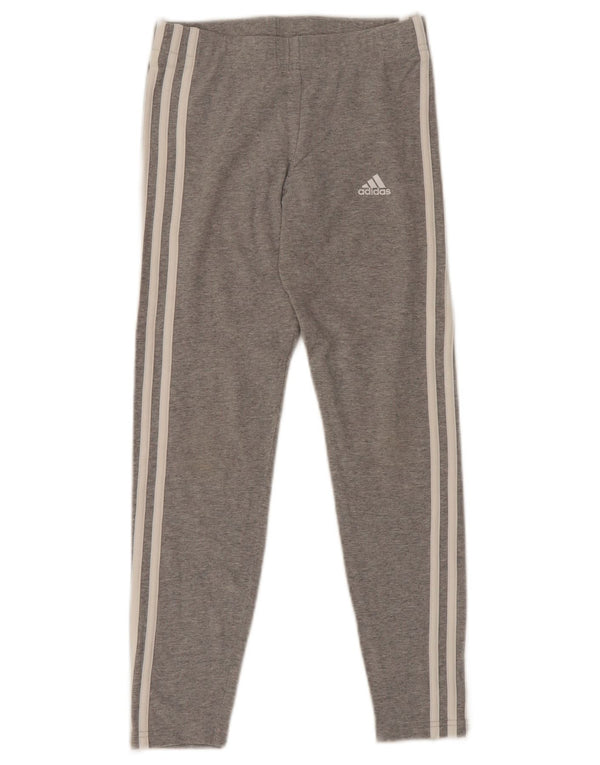 Leggings Adidas Bambina 11-12 Anni Cotone Grigio