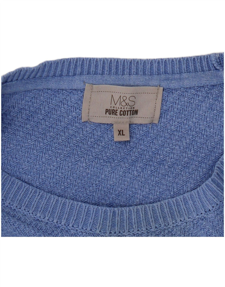 Maglione maglione con scollo a barca da uomo Marks & Spencer XL in cotone blu